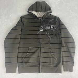 Blackjack Graphic Believe Octopus Sweater Mens Medium Brown Hooded Sweatshirt